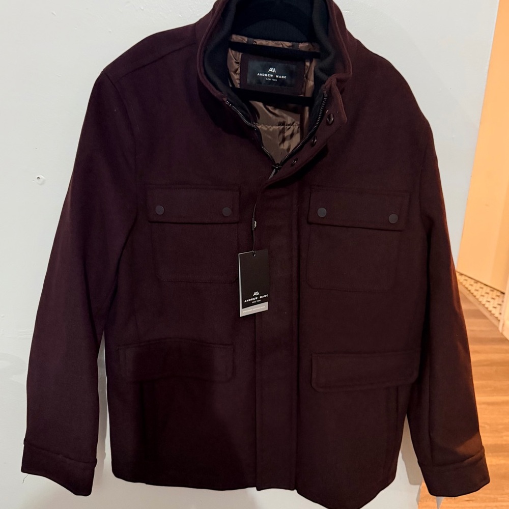 Andrew Marc Men's Deep Brown/ Maroon Performance Coat